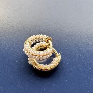 Gold Pearl Hoop Earrings